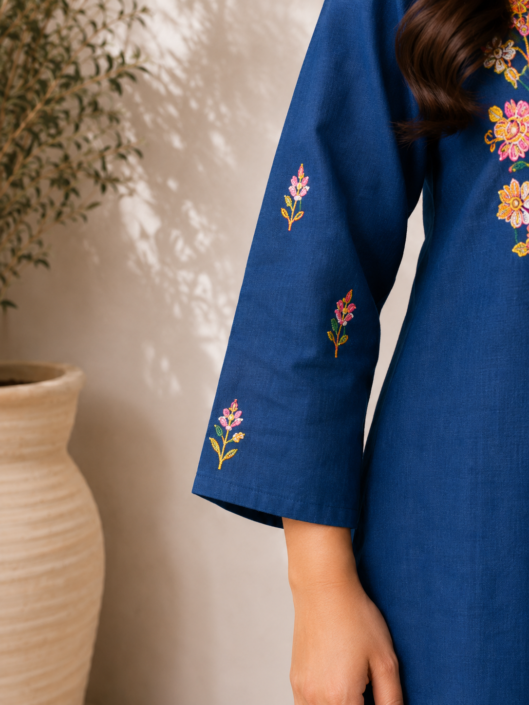 Teal Blue Embroidered Co-Ord Set - Mayantiie