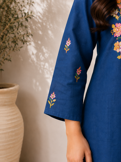 Teal Blue Embroidered Co-Ord Set