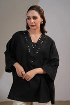 Black Bloom Cotton Co-ord set - Mayantiie