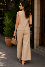 Blossom Beige Cotton Embroidered Co-ord Set