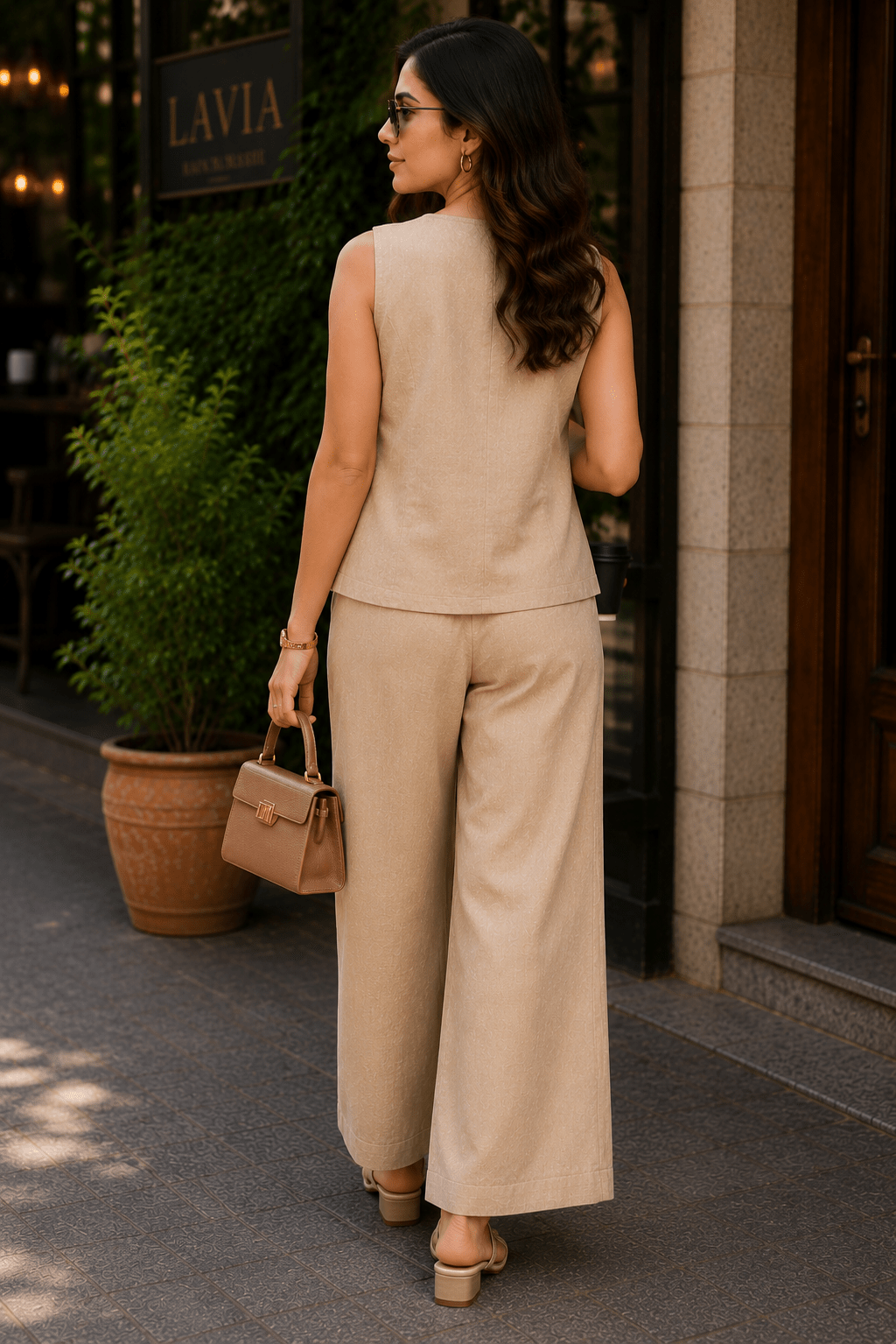 Blossom Beige Cotton Embroidered Co-ord Set