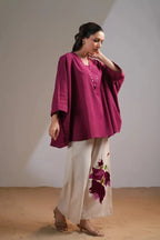 Burgandy Bloom Cotton Co-ord set - Mayantiie