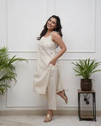 Ivory Breeze Spaghetti Cotton Kurta with Pants - Mayantiie