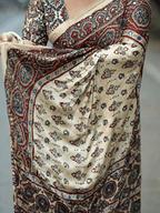 Meher Ajrakh Inspired Ivory Gaji Silk Saree