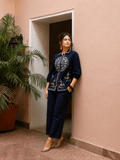 Navy blue co-ord set full silhouette