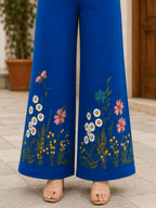 Royal Blue Bloom Cotton Embroidered Co-ord set