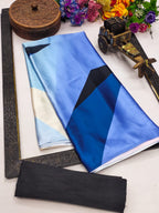Vayra Blue & Black Satin Printed Saree - Mayantiie