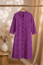 Women Purple Abstract Print Rayon Kurti