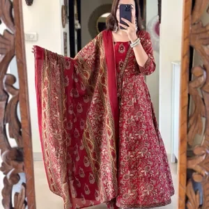 Mayantiie Maroon Premium Jaipuri Cotton Anarkali Set